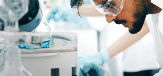 scientist working close up