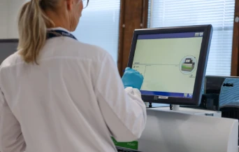 woman working on a computer